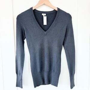 Talula Aritzia cashmere blend V neck ink blue sweater long sleeve Y2K XXS NWT